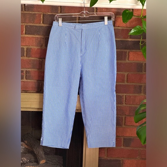 🛍️ Kim Rogers 97% Cotton 3% Spandex blue and white striped Capri size Small. - Picture 1 of 8